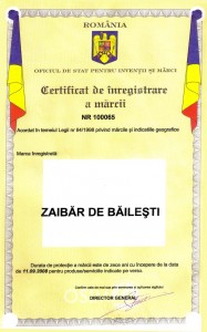 Certificat OSIM Zaibar de Bailesti